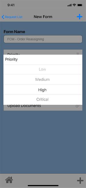 Select priority screen